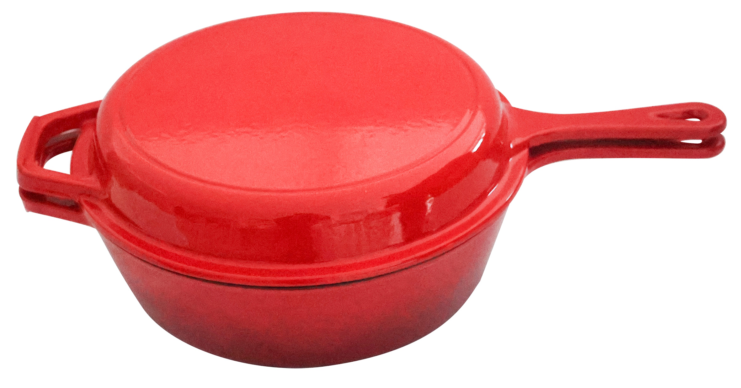 2 IN 1 ENAMELED CAST IRON POT